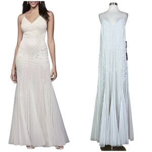 NEW Adrianna Papell | Ivory Beaded Plus Size Formal Bridal Wedding Dress 18W NWT
